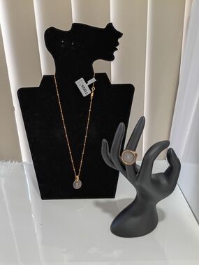Tous Gold-Tone Necklace and Rose Gold-Tone Ring Set